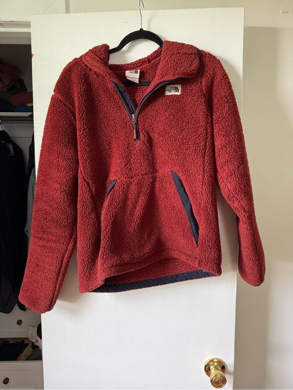 The North Face Rust Red Sherpa Half-Zip Fleece